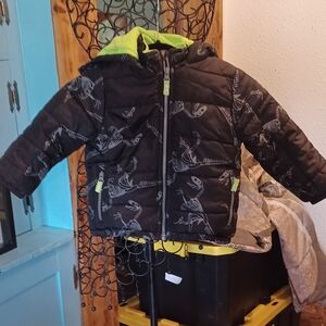 OshKosh B'gosh Black and Green Dinosaur Puffer Jacket